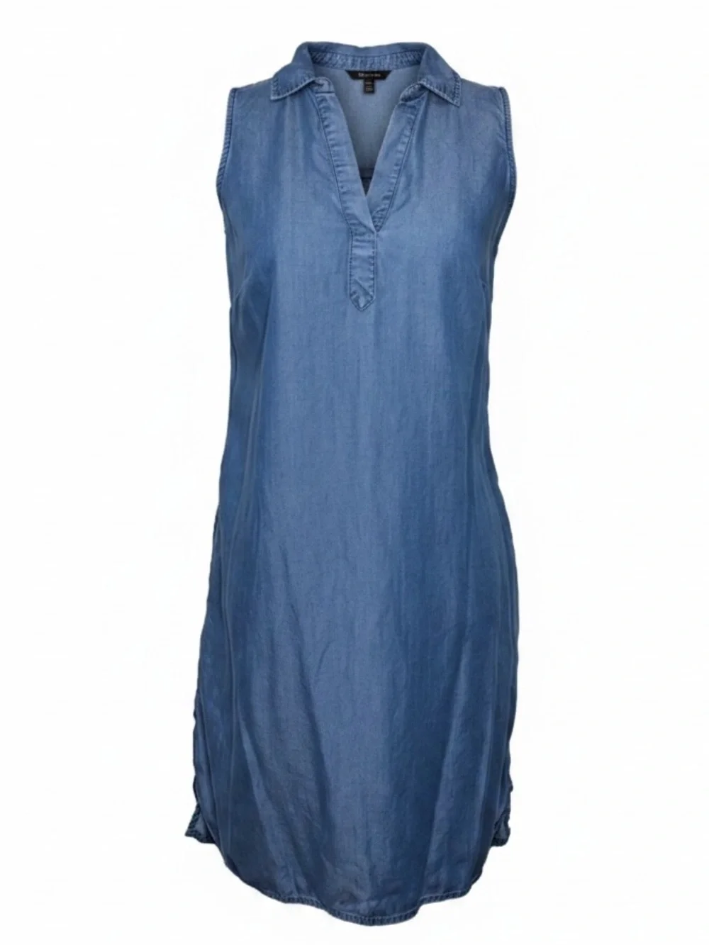 Time and Tru Chambray Blue V Neck Shift Dress W Pockets Womens size 4/6 Small - Picture 1 of 7